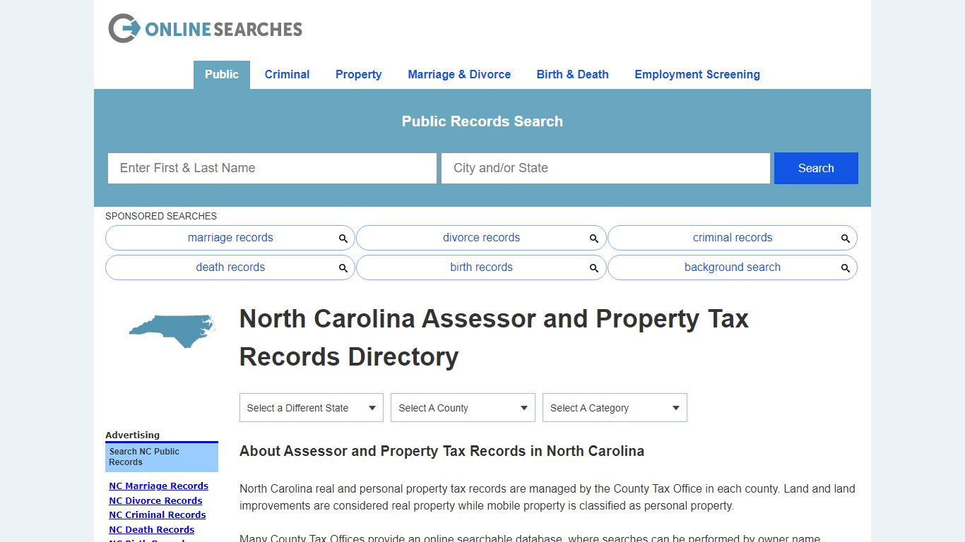 North Carolina Assessor and Property Tax Records Directory