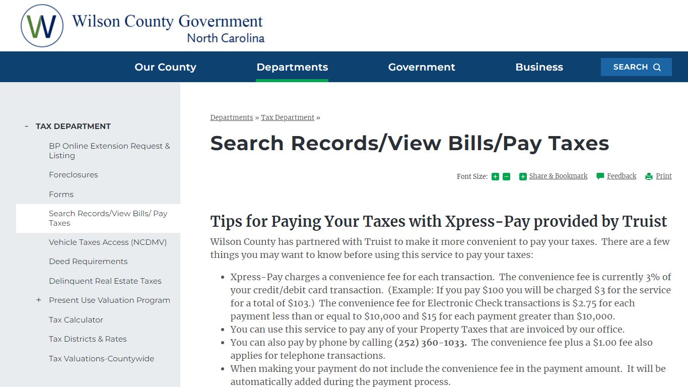 Search Records/View Bills/Pay Taxes | Wilson County